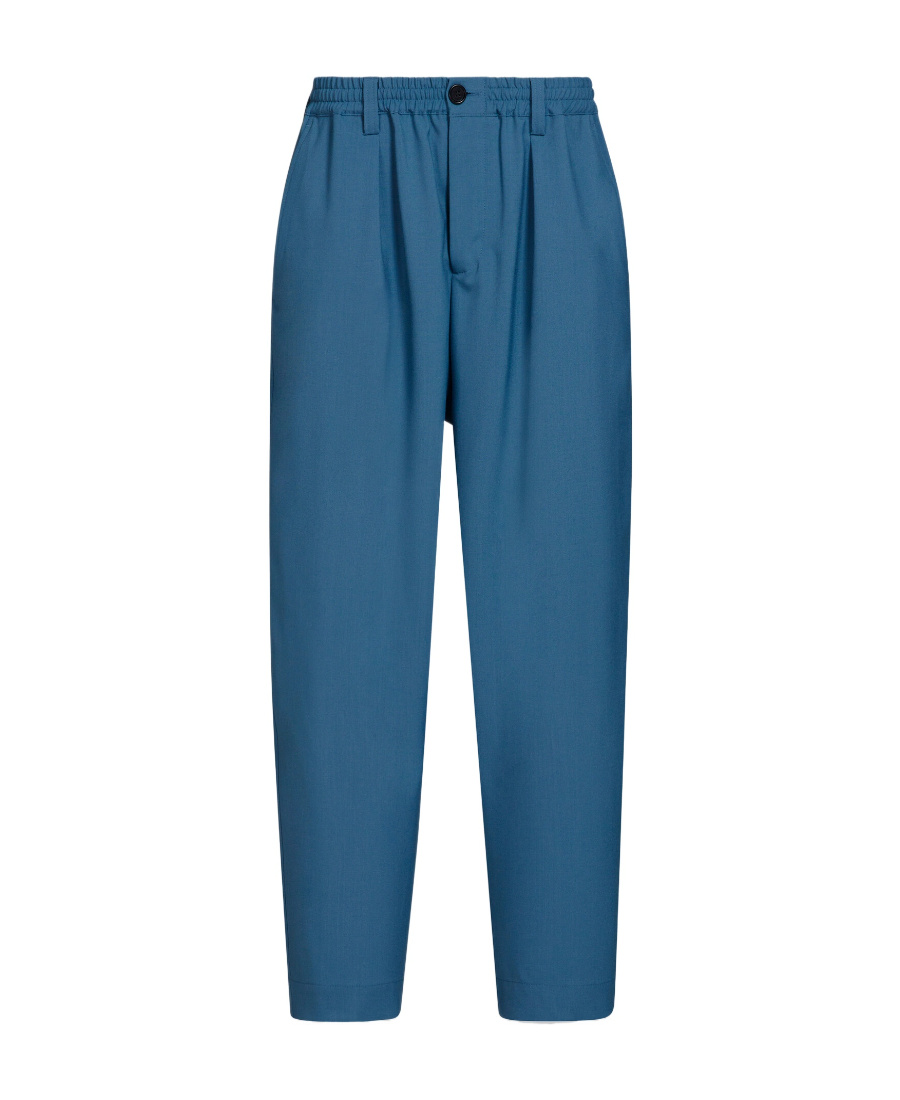 Marni Tapered-leg Wool Trousers In Blue