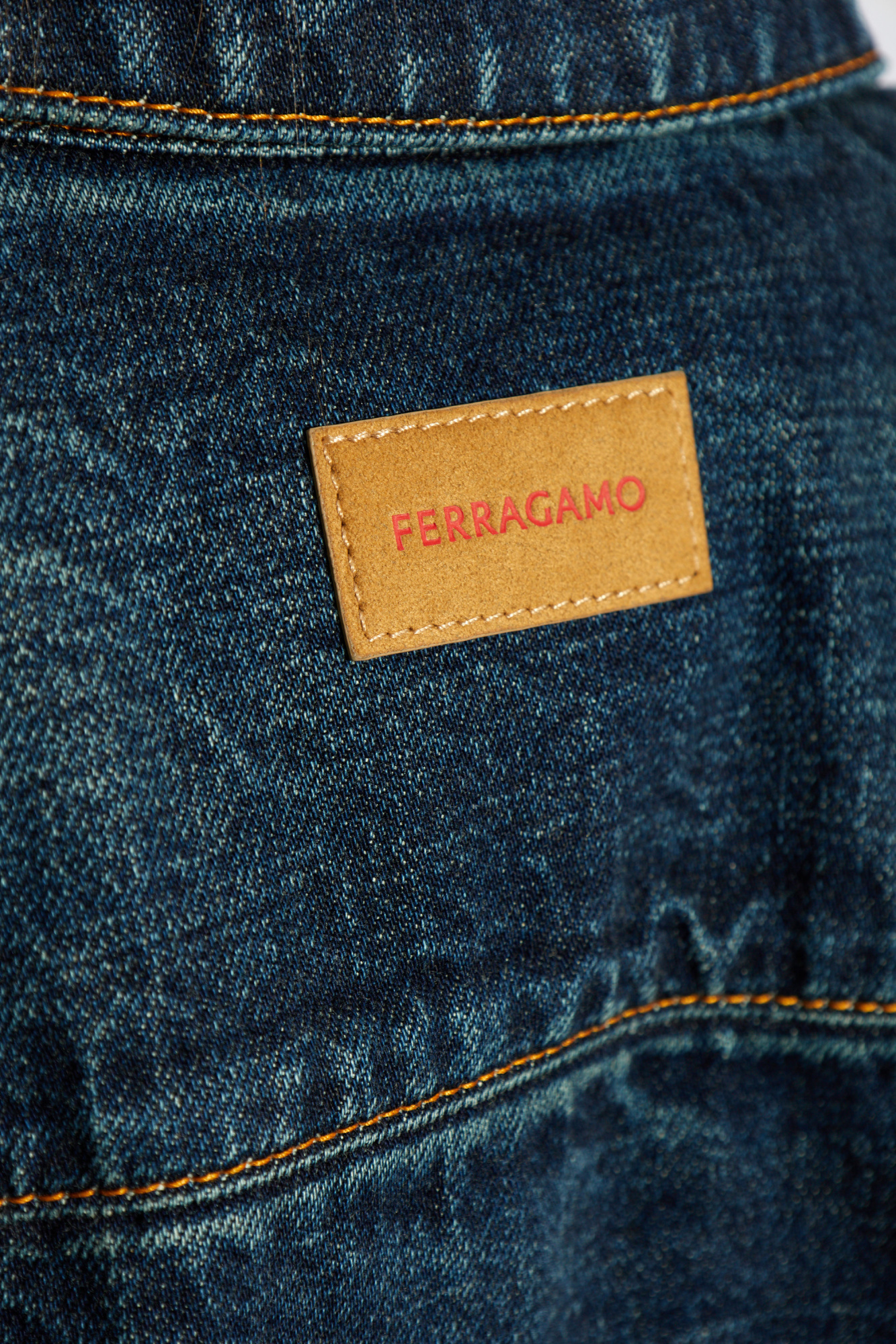 Ferragamo Logo Denim Shirt In Black