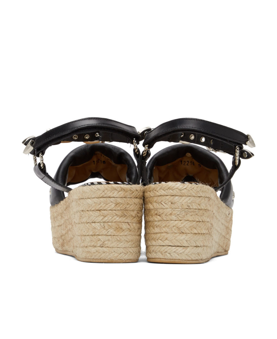 Toga Black Wedge Sandals In Nude
