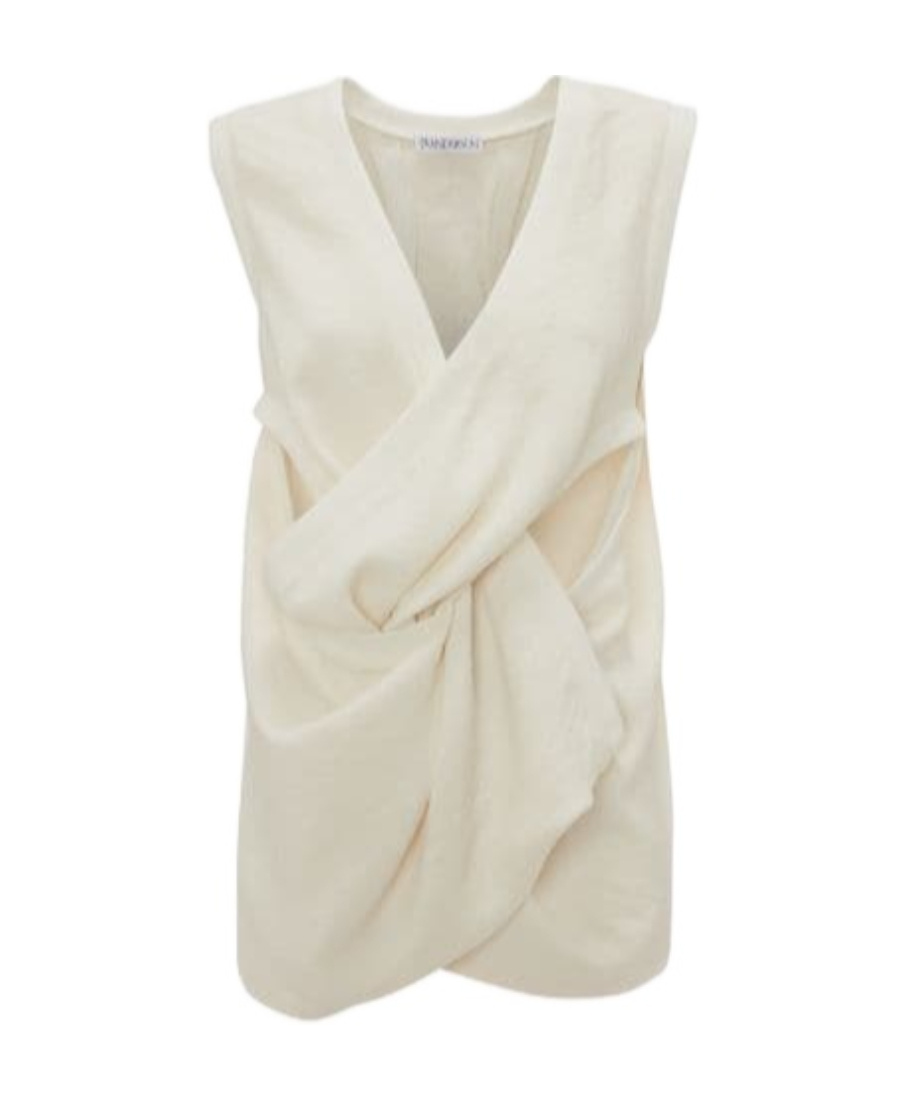 Jw Anderson Twist-front Sleeveless Top In White