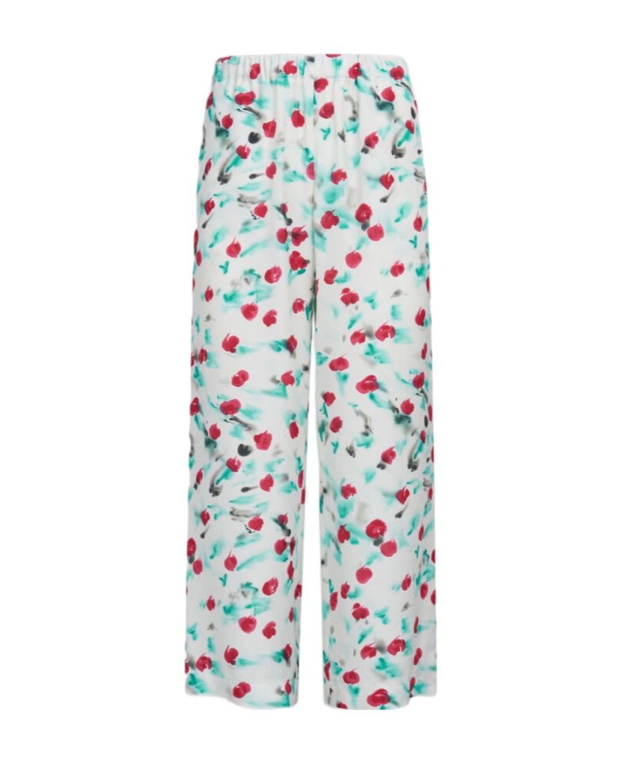 Marni Floral-print Cropped Trousers In White