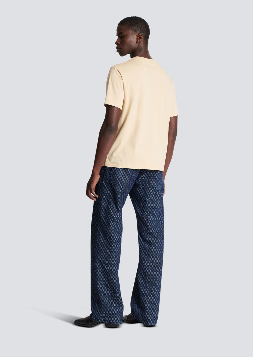 Shop Balmain Embossed T-shirt In Nude
