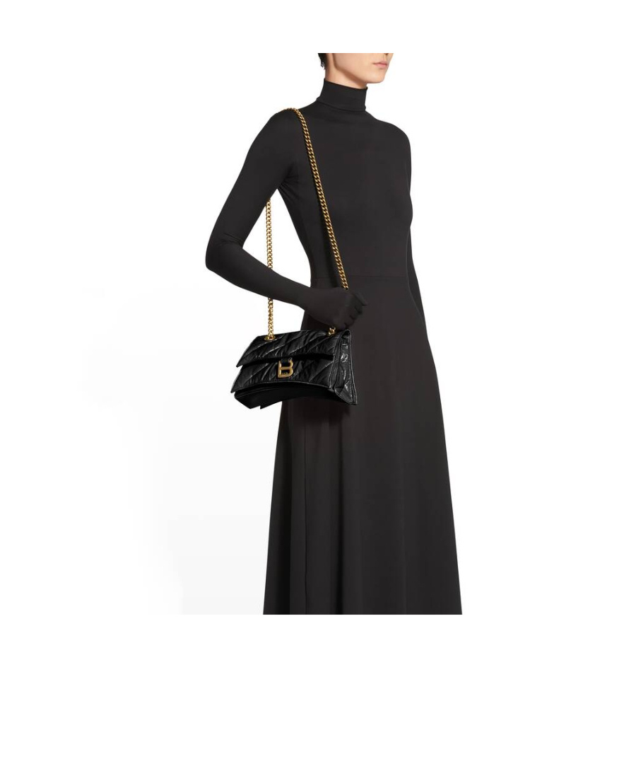 Balenciaga Hourglass S Quilted Shoulder Bag In Black