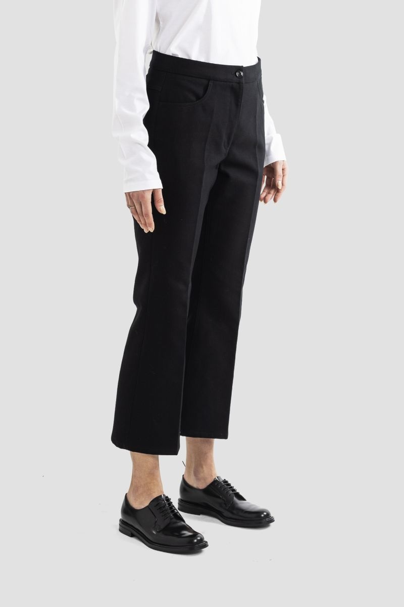 Jil Sander Pressed-crease Flared Cropped Trousers In Black