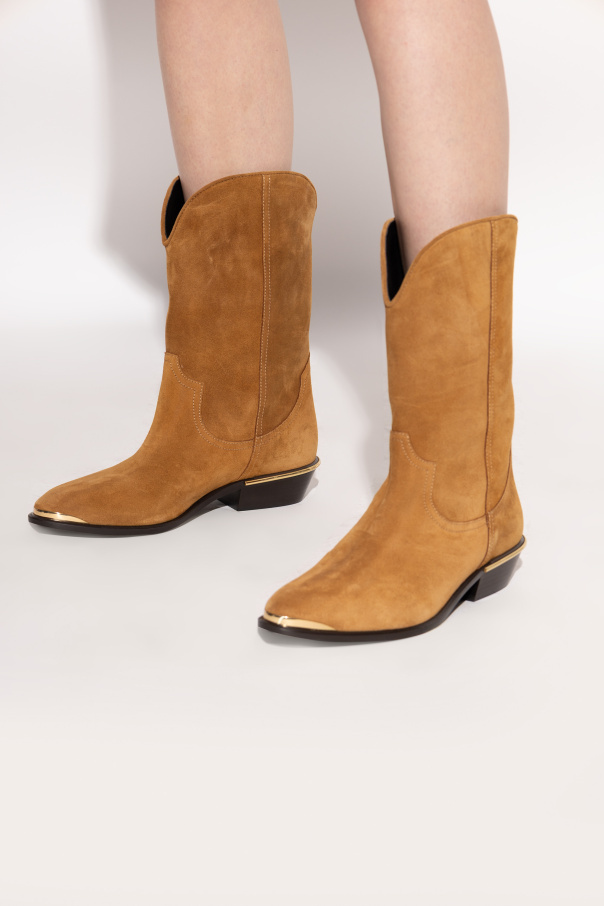 Isabel Marant Metallic-toe Slip-on Cowboy Boots In Brown