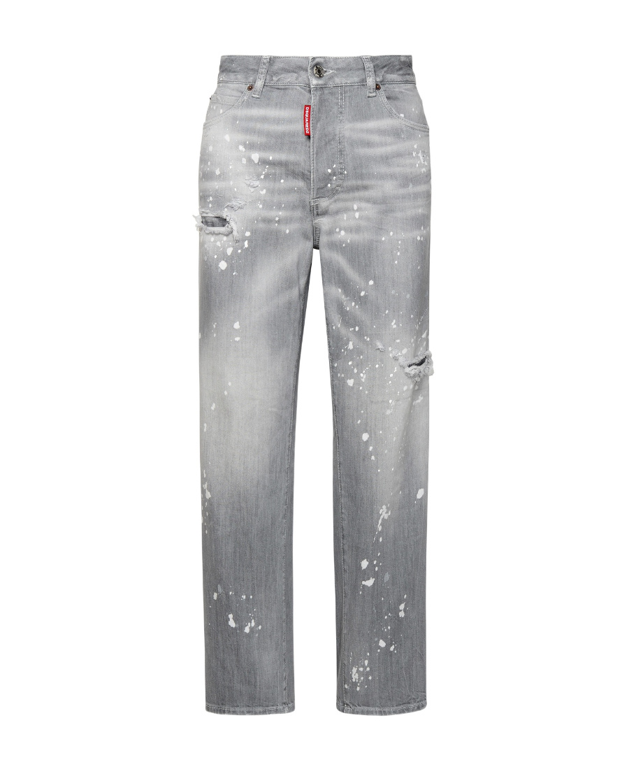 Dsquared2 Distressed Low-rise Cropped Jeans In Gray