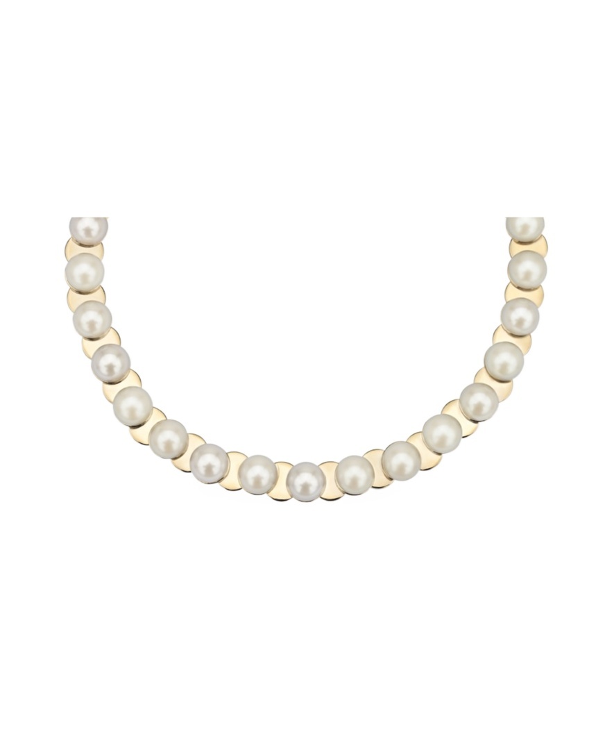 Gucci Pearl Collar Necklace In Light Gold
