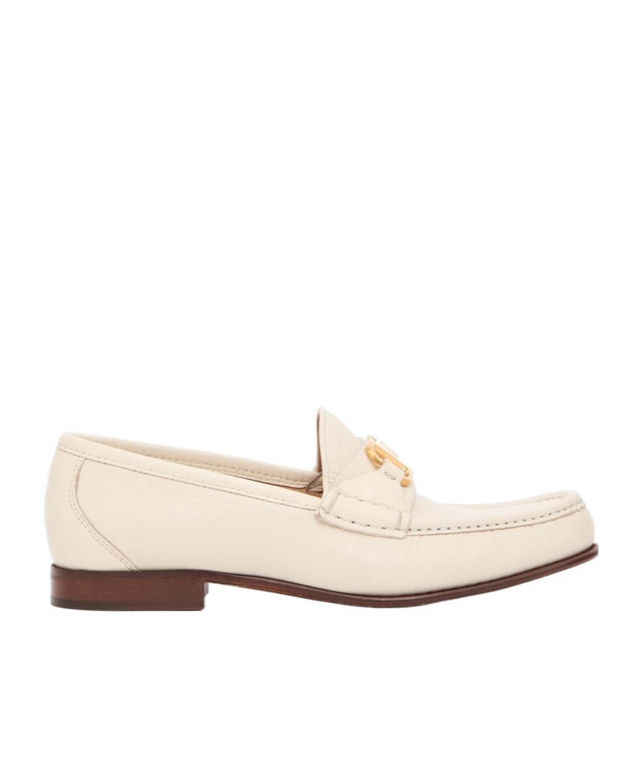 Valentino Round Head Loafer Shoes In White