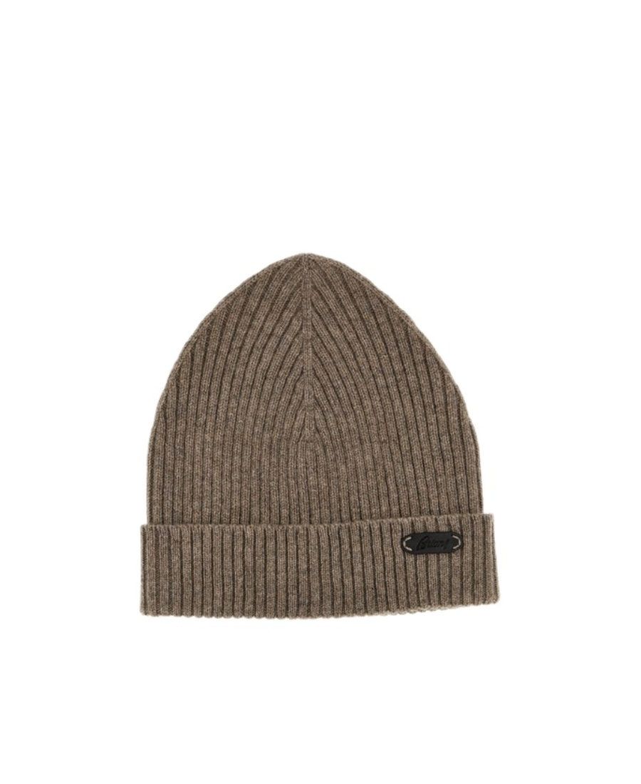 Brioni English Ribbed Beanie Hats Beige In Brown