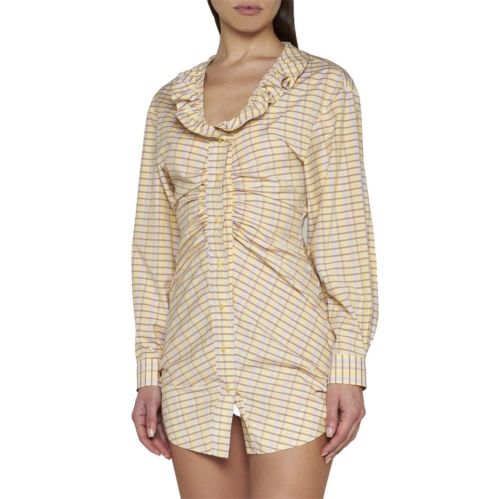 Isabel Marant Coral Checked Cotton And Silk Minidress In Nude