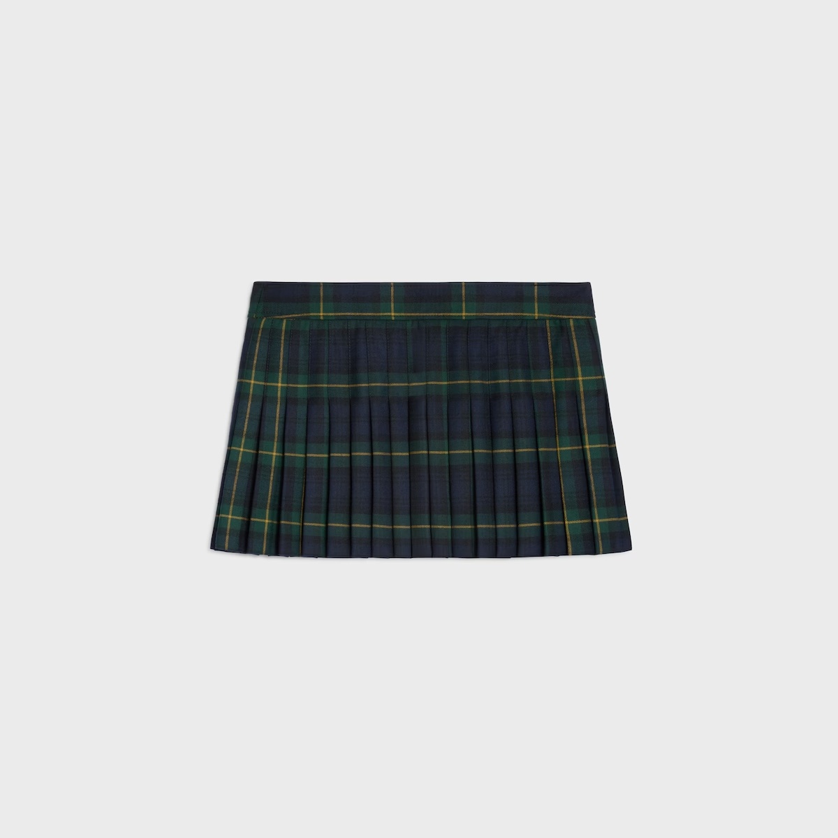 Celine Kilt Mini Skirt In Tartan Wool In Green