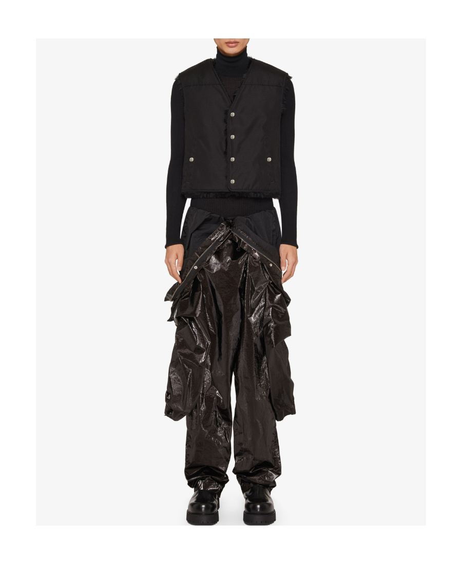 Givenchy Waistcoat In Cordura With Faux Fur Lining In Black