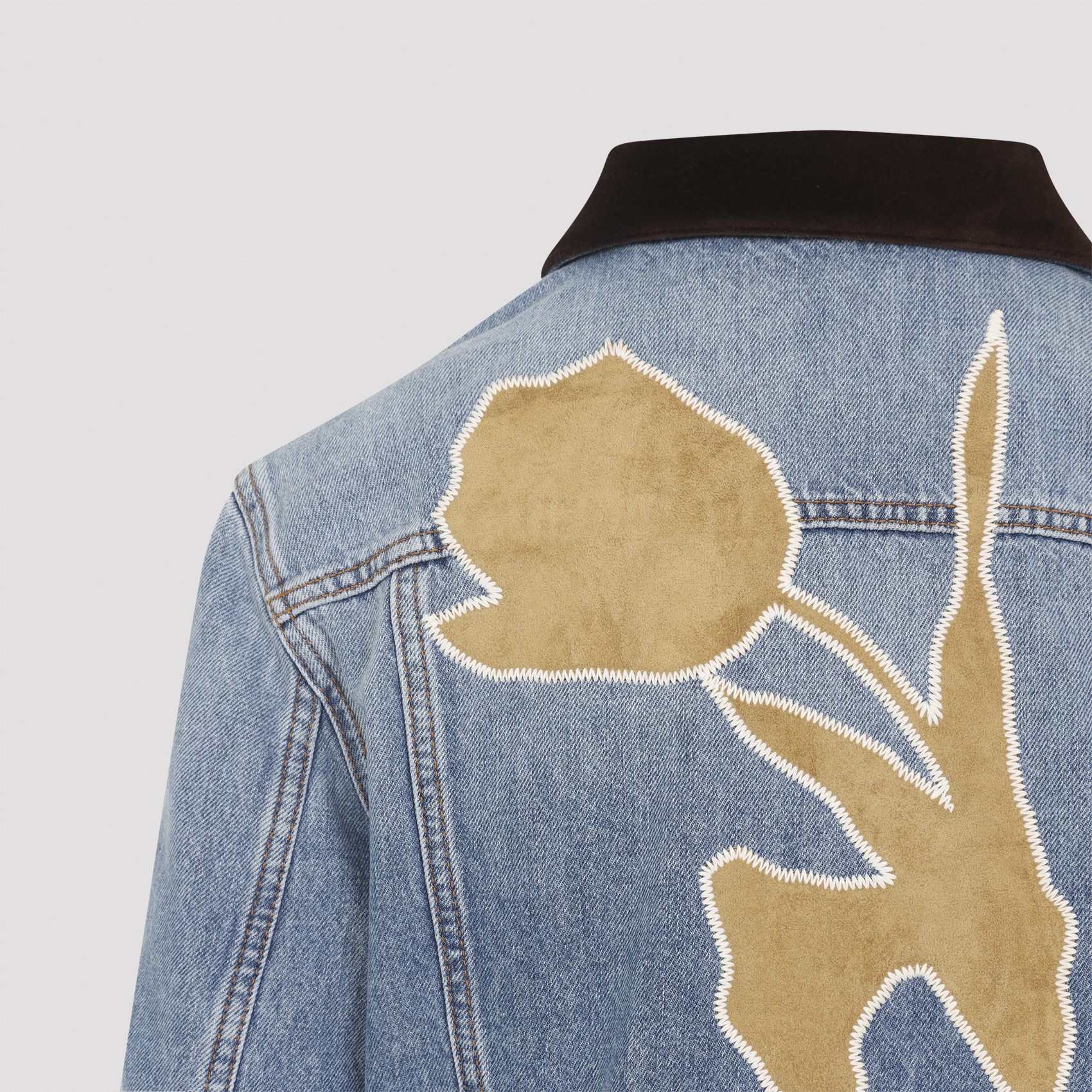 Marni Deep Blue Cotton Washed Bull Denim Trucker Cropped Jacket In Gray