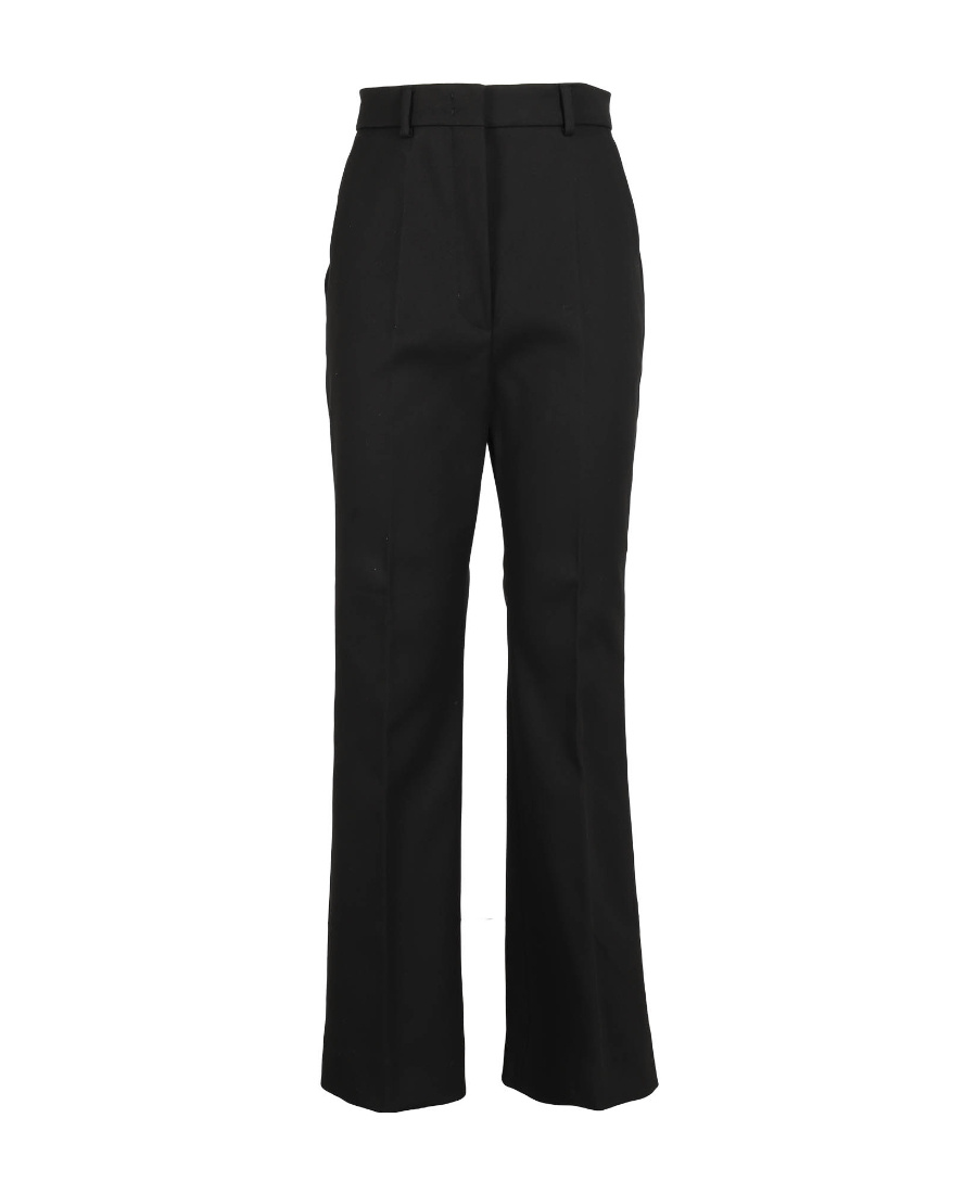 Sportmax Flared Virgin Wool Tailored Trousers In Black