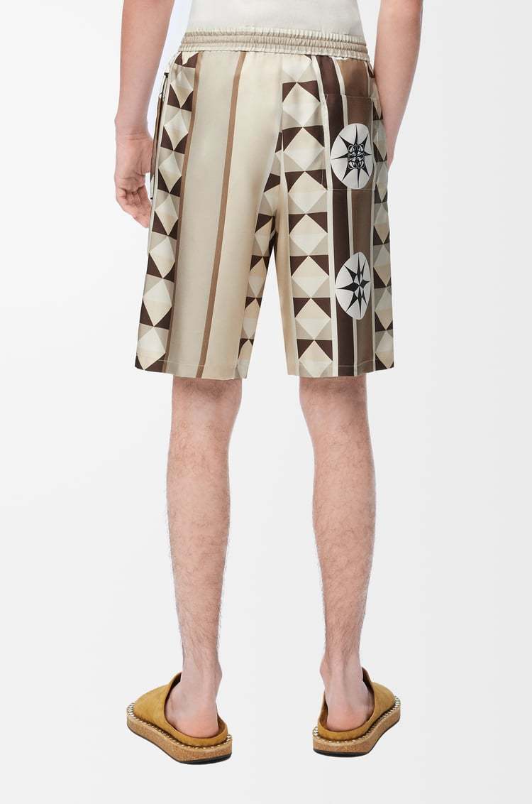 Loewe Printed Silk Shorts In Green