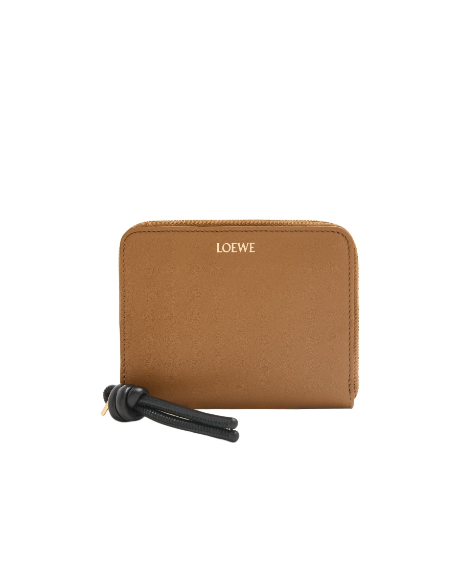 Loewe Leather Knot Zip-around Wallet In Brown