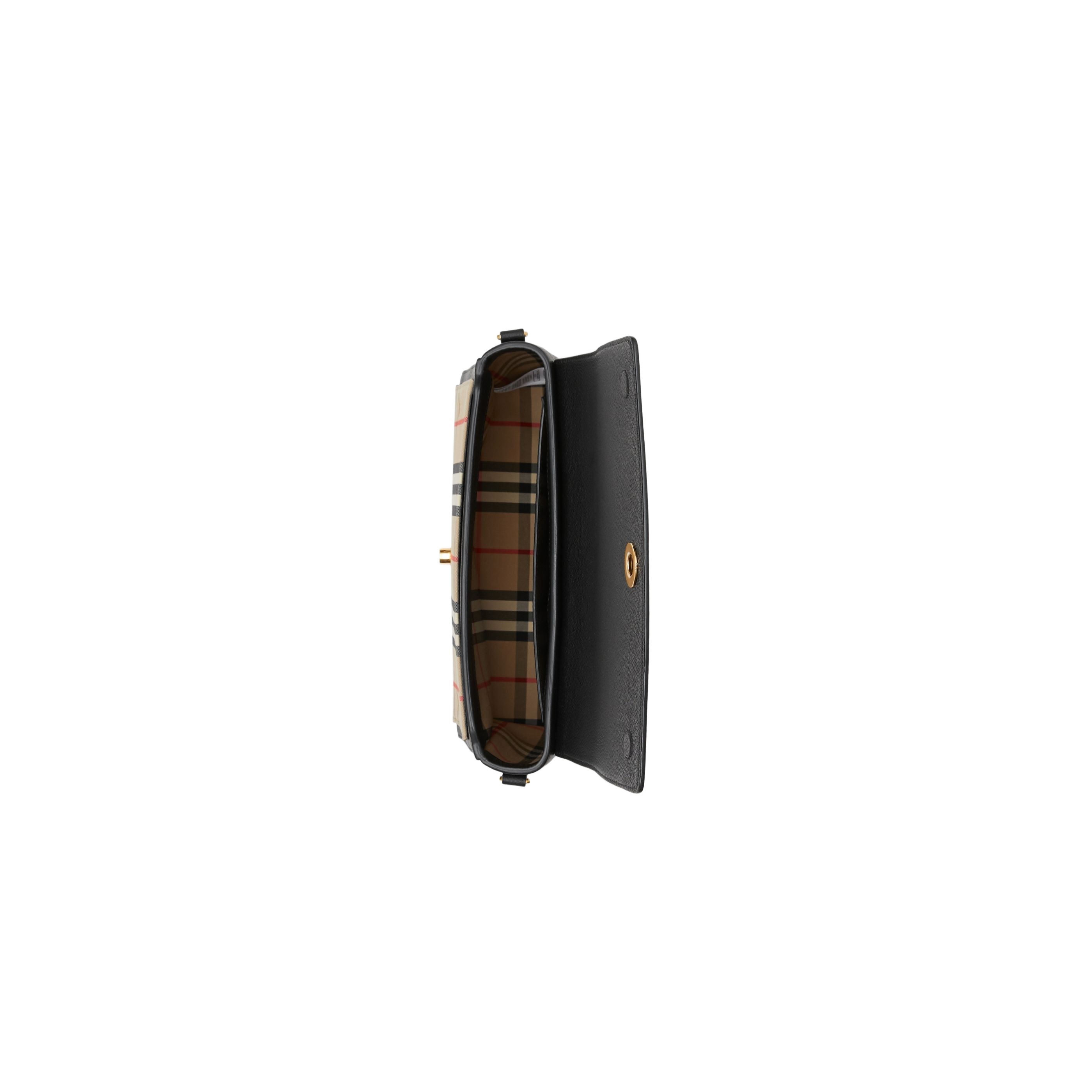 Burberry Note Medium Canvas And Leather Shoulder Bag In Black