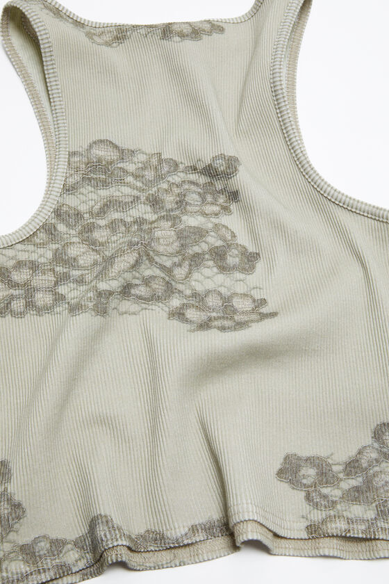 Acne Studios Lace-print Ribbed Tank Top In White
