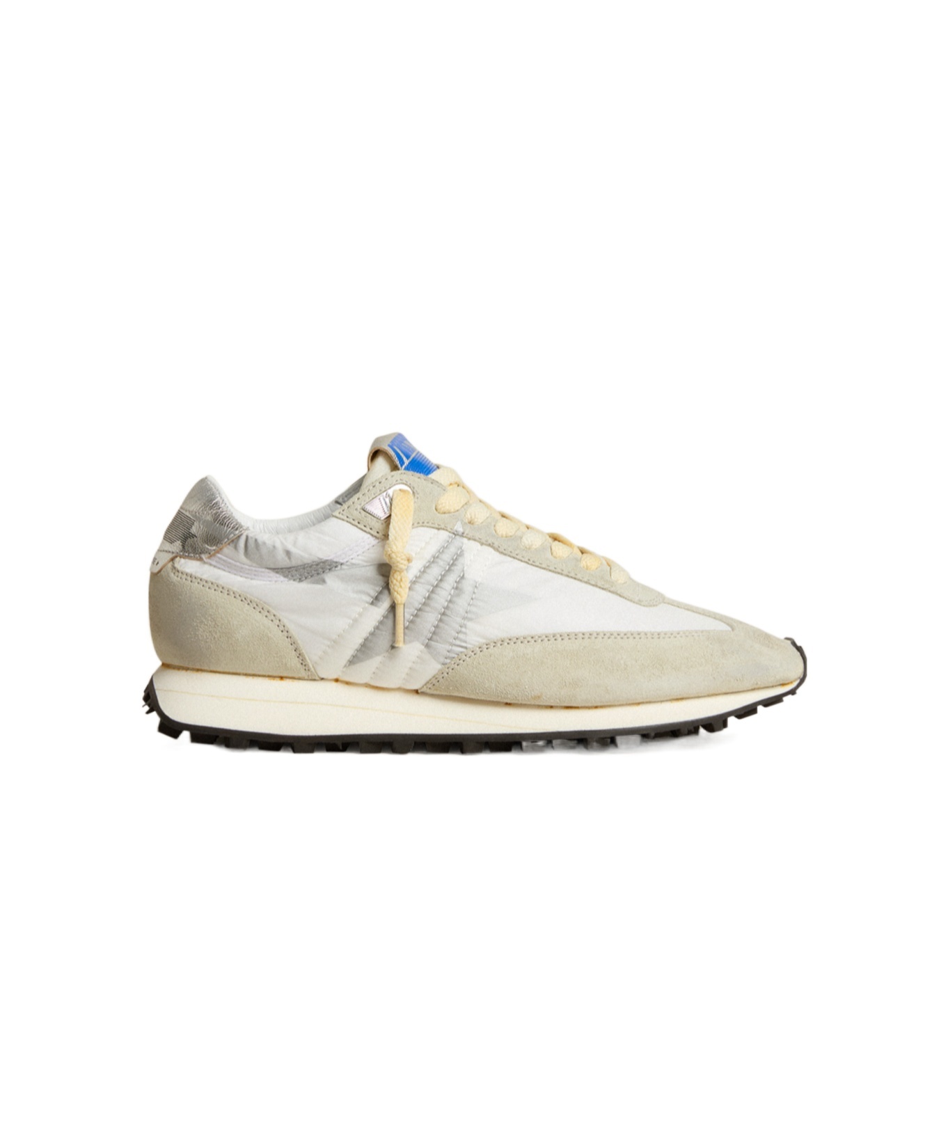 Golden Goose Running Marathon Distressed Leather-trimmed Shell And Suede Sneakers In Nude