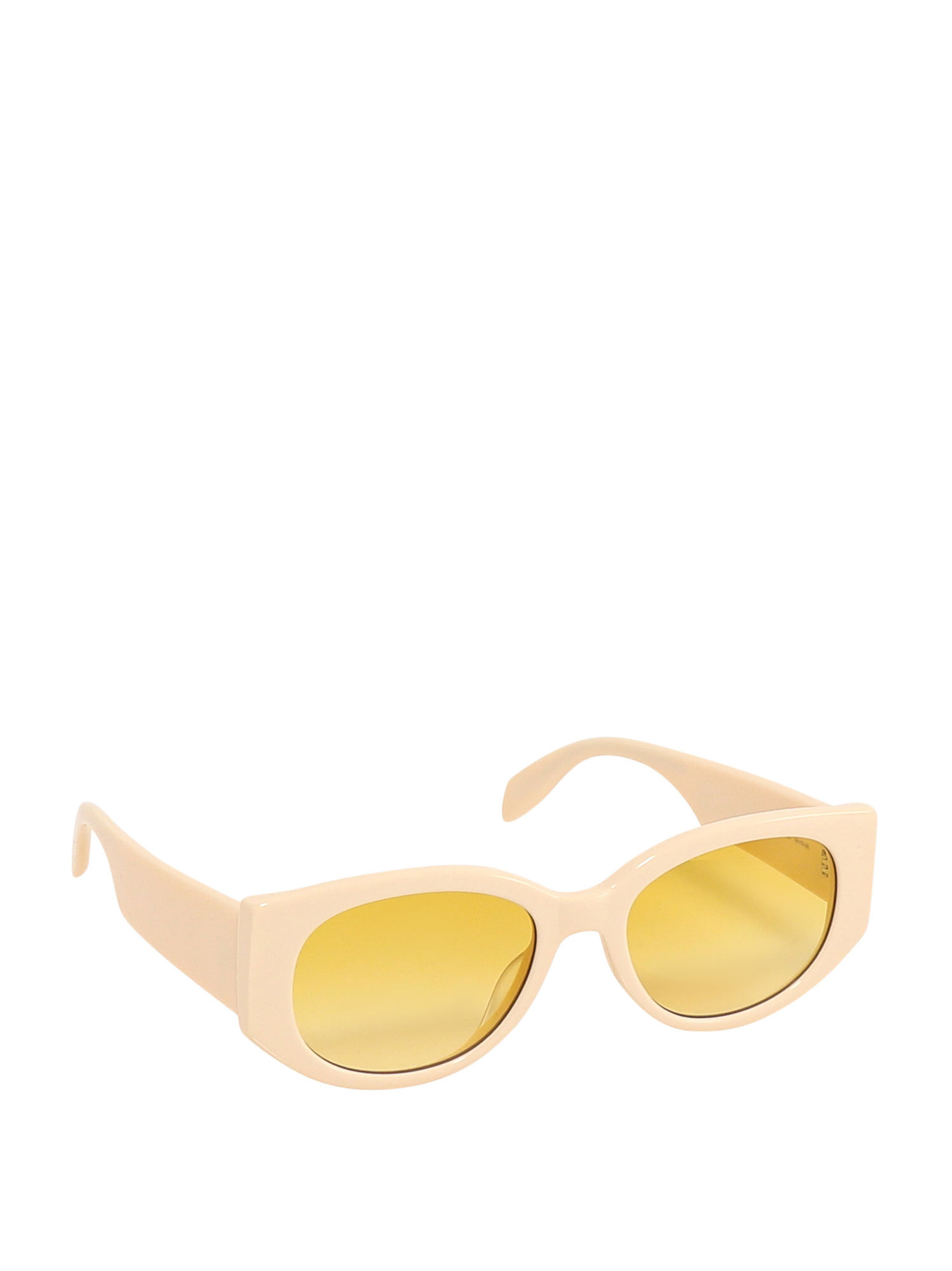 Alexander Mcqueen Oval-frame Logo-print Sunglasses In Yellow