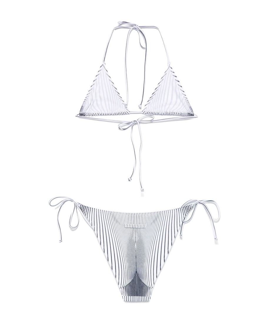 Shop Jean Paul Gaultier Striped Bikini In White