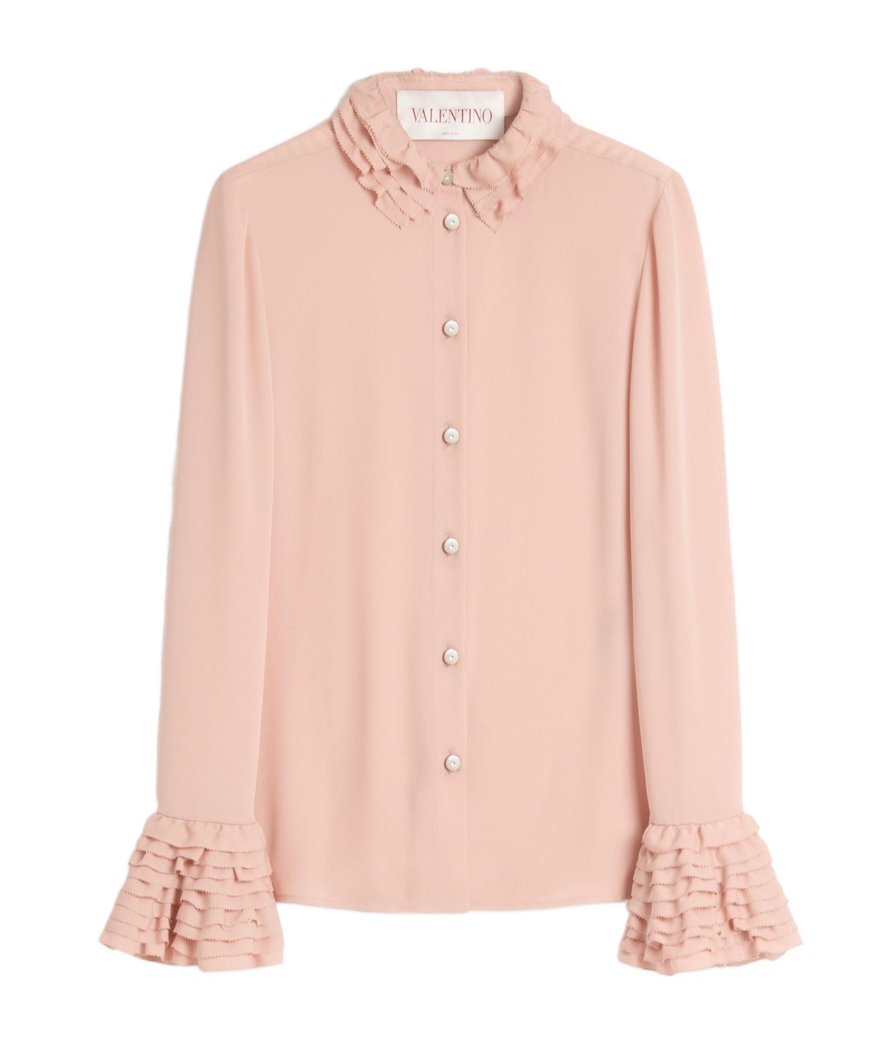 Valentino Chemisier En Georgette Femme Rose Mist 40 In Pink