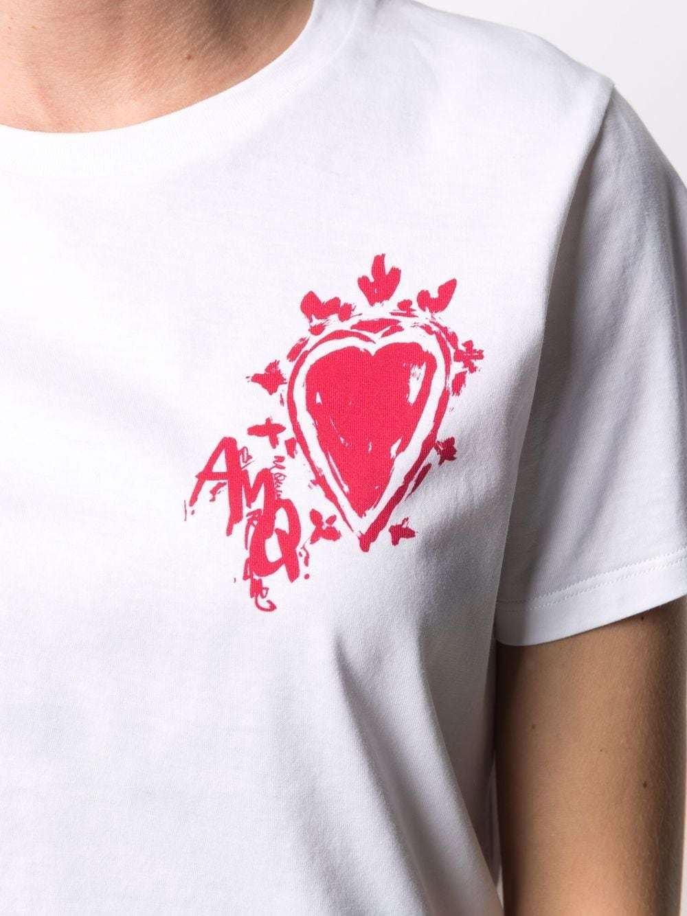 Alexander Mcqueen Heart-print Cotton T-shirt In White