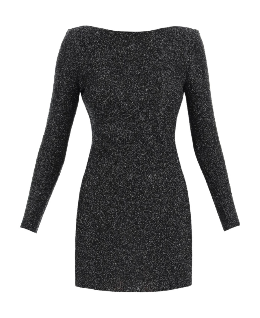 Saint Laurent Open-back Lurex Minidress In Black