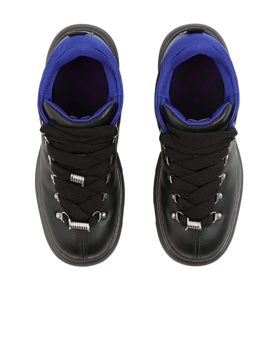 Burberry Leather Solid Color Hiking Booties In Black