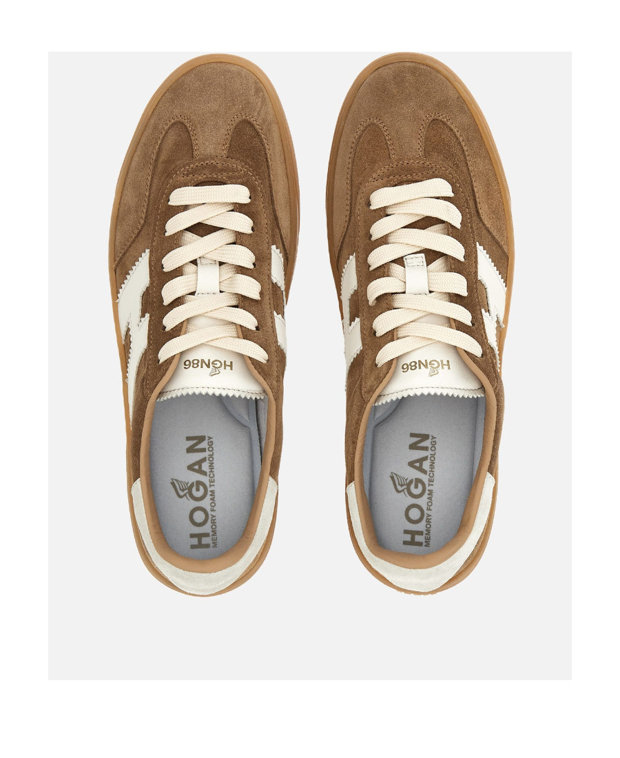 Hogan Stylish Sneakers With Contrast Panel And Suede Finish In Brown