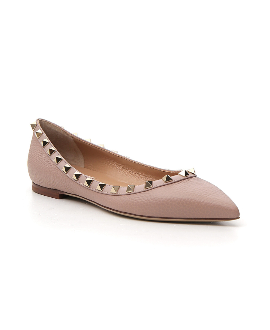 Valentino Rockstud Ballerina Shoes In Pink