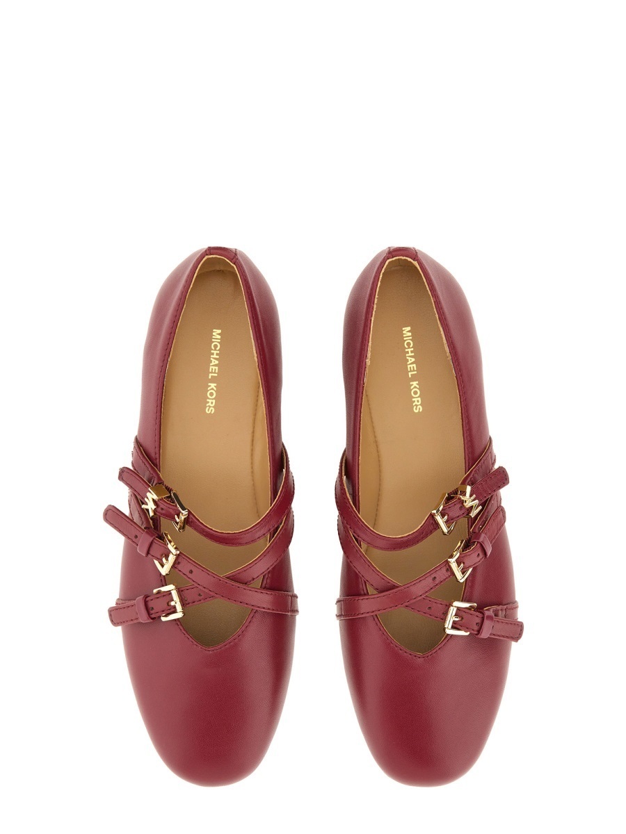 Michael Michael Kors Indy Flex Leather Ballet Flats In Red