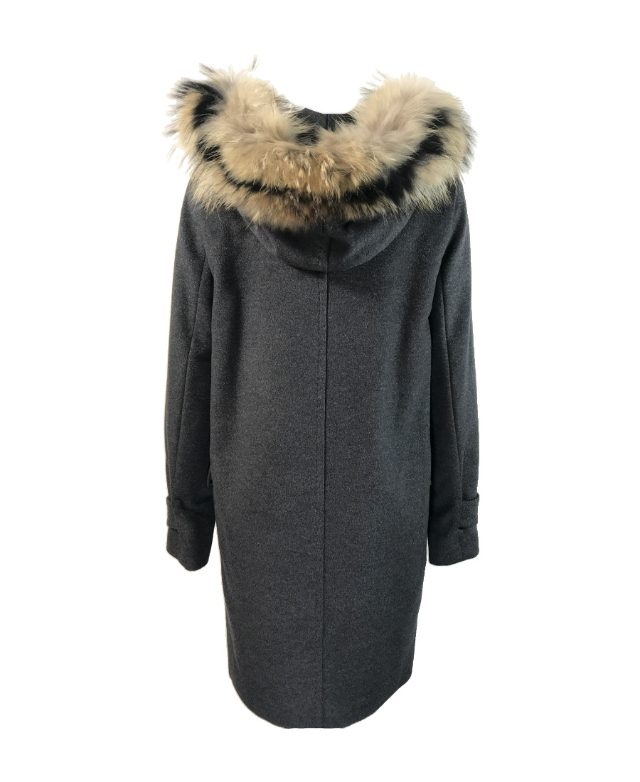 Max Mara Hooded Wool Coat In Black