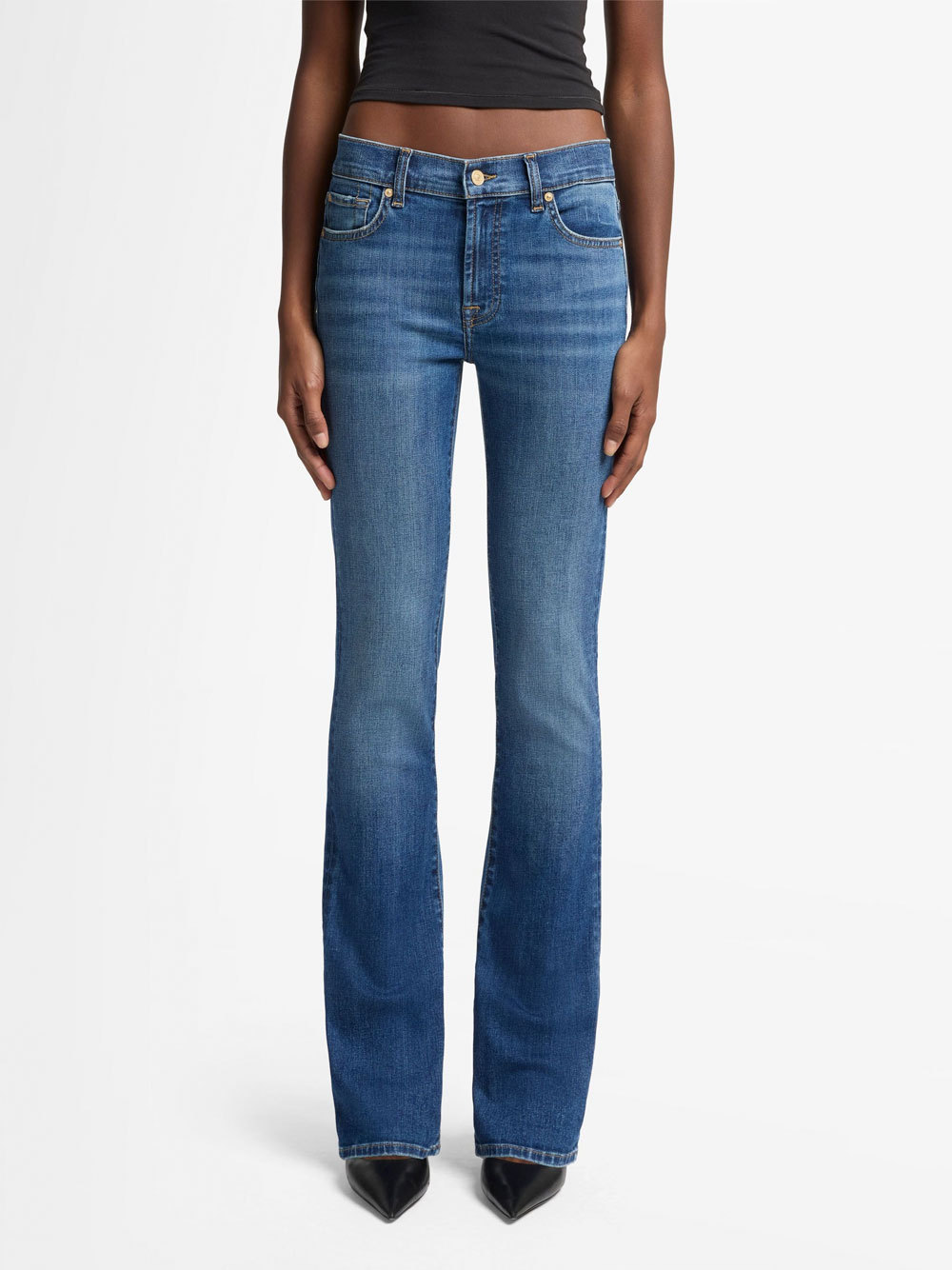7 For All Mankind Mid Waist Bootcut Jeans In Slim Illusion Denim Clothing In Blue