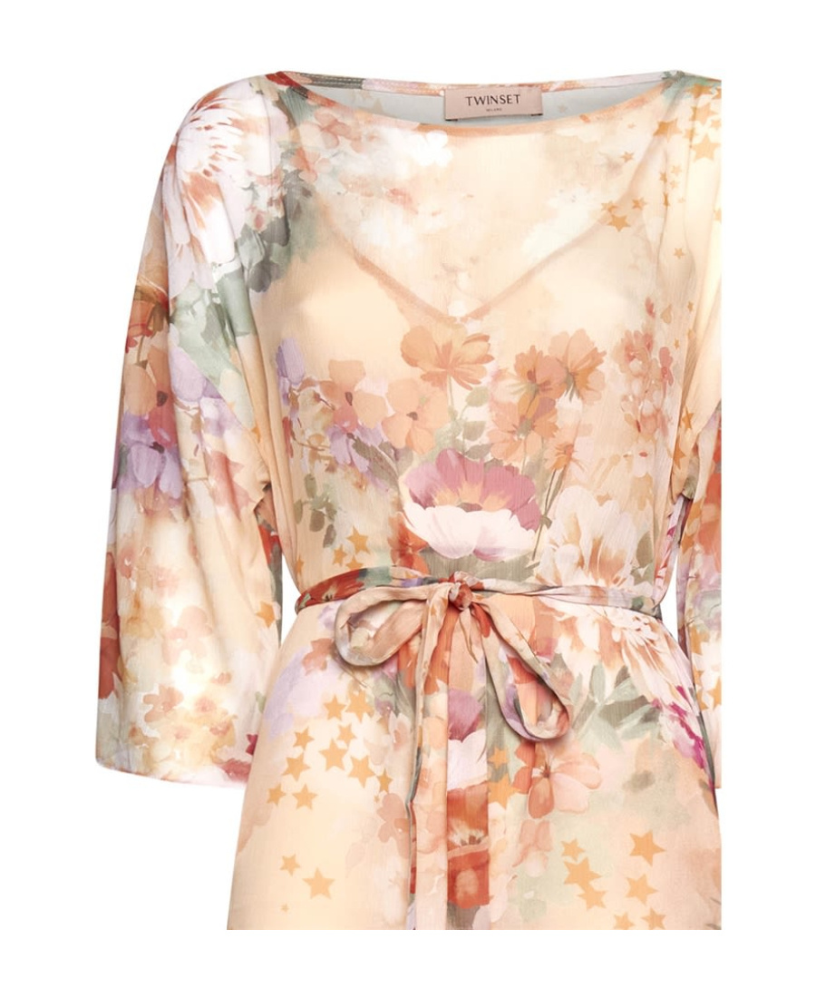 Twinset Logo Dress In Nude