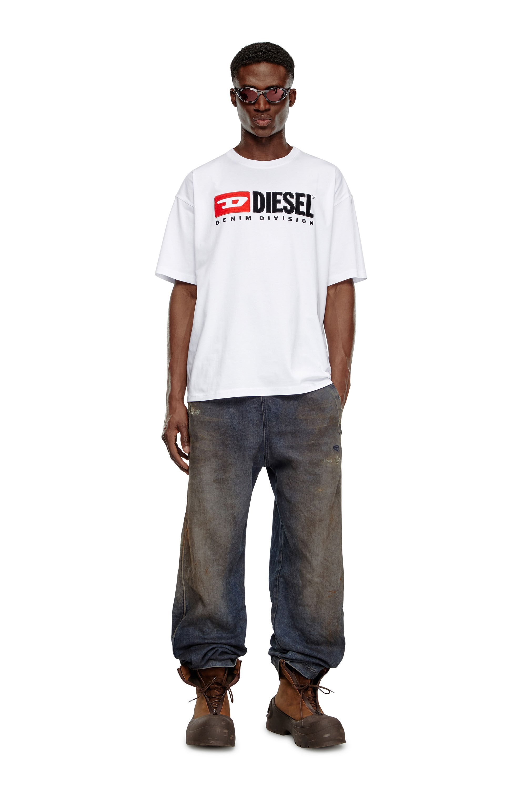 Diesel T-boxt-div Logo Printed T-shirt In White