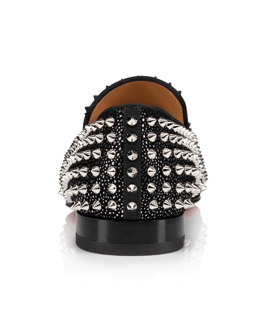 Christian Louboutin Dandelion Studded Grosgrain-trimmed Velvet Loafers In Black