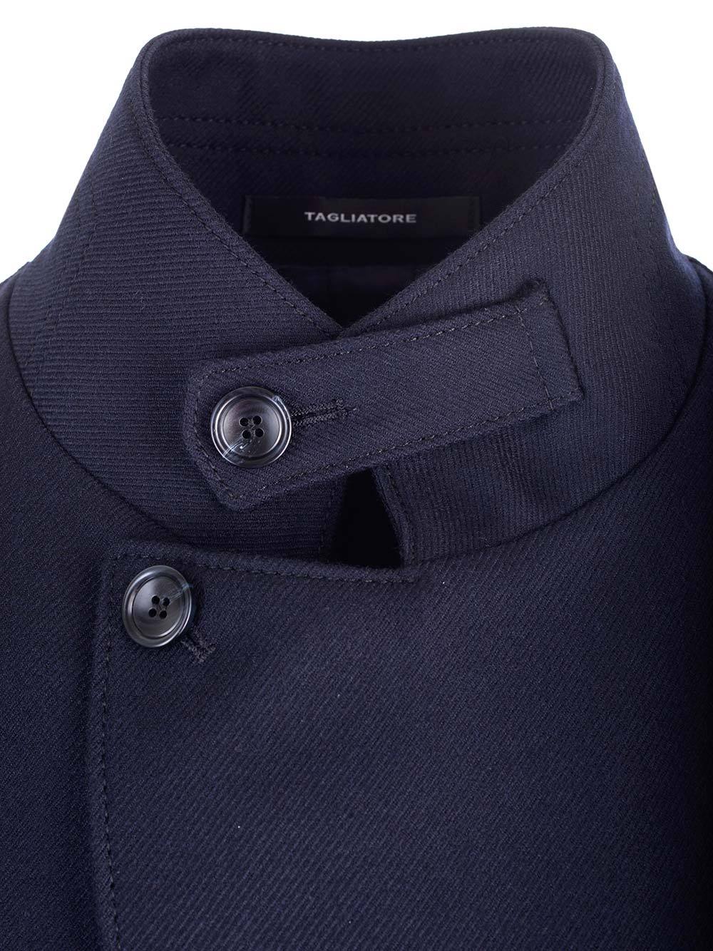 Tagliatore High-collar Long-sleeved Coat In Black