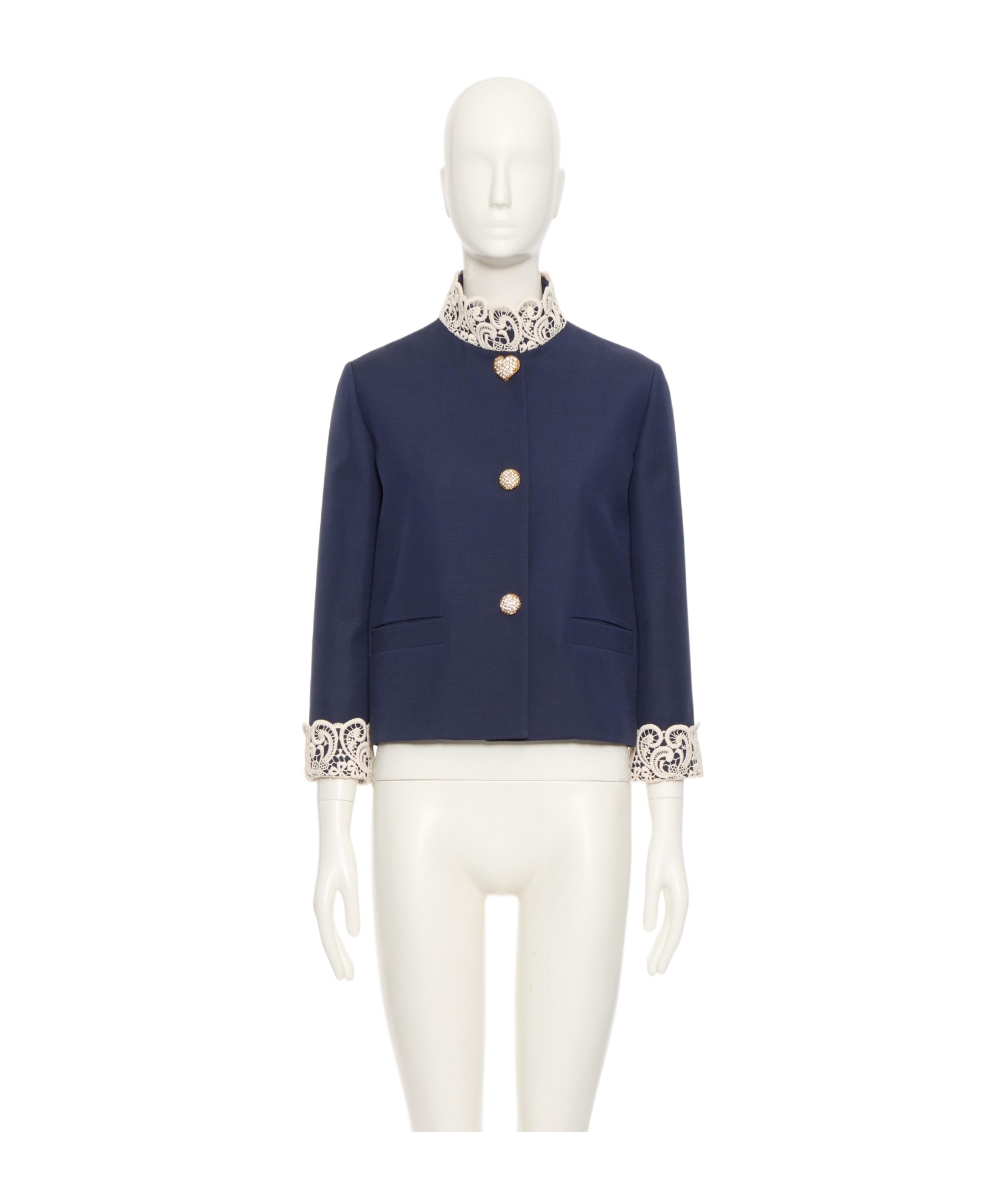 Valentino Lace-insert Virgin Wool Jacket