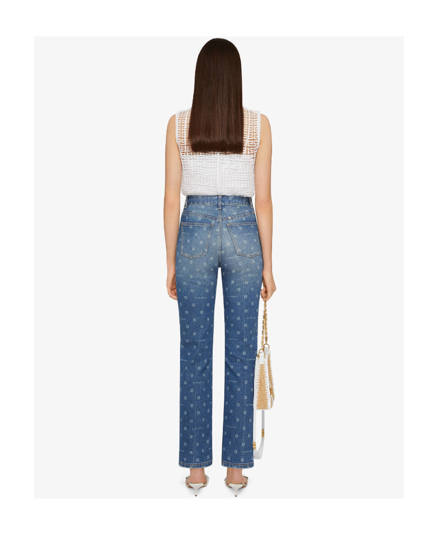 Givenchy 4g-motif Denim Jeans In Blue