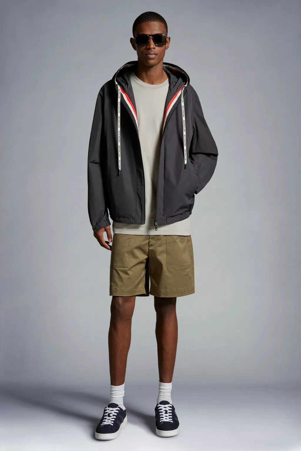 Moncler Drawstring Hooded Jacket In Black