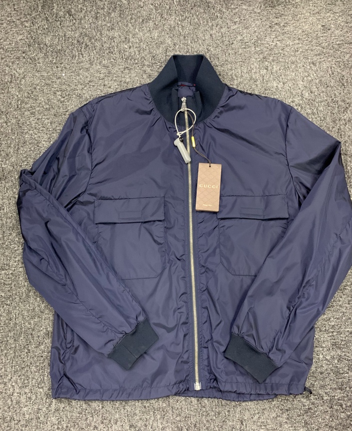 Gucci Logo Casual Jacket In Blue