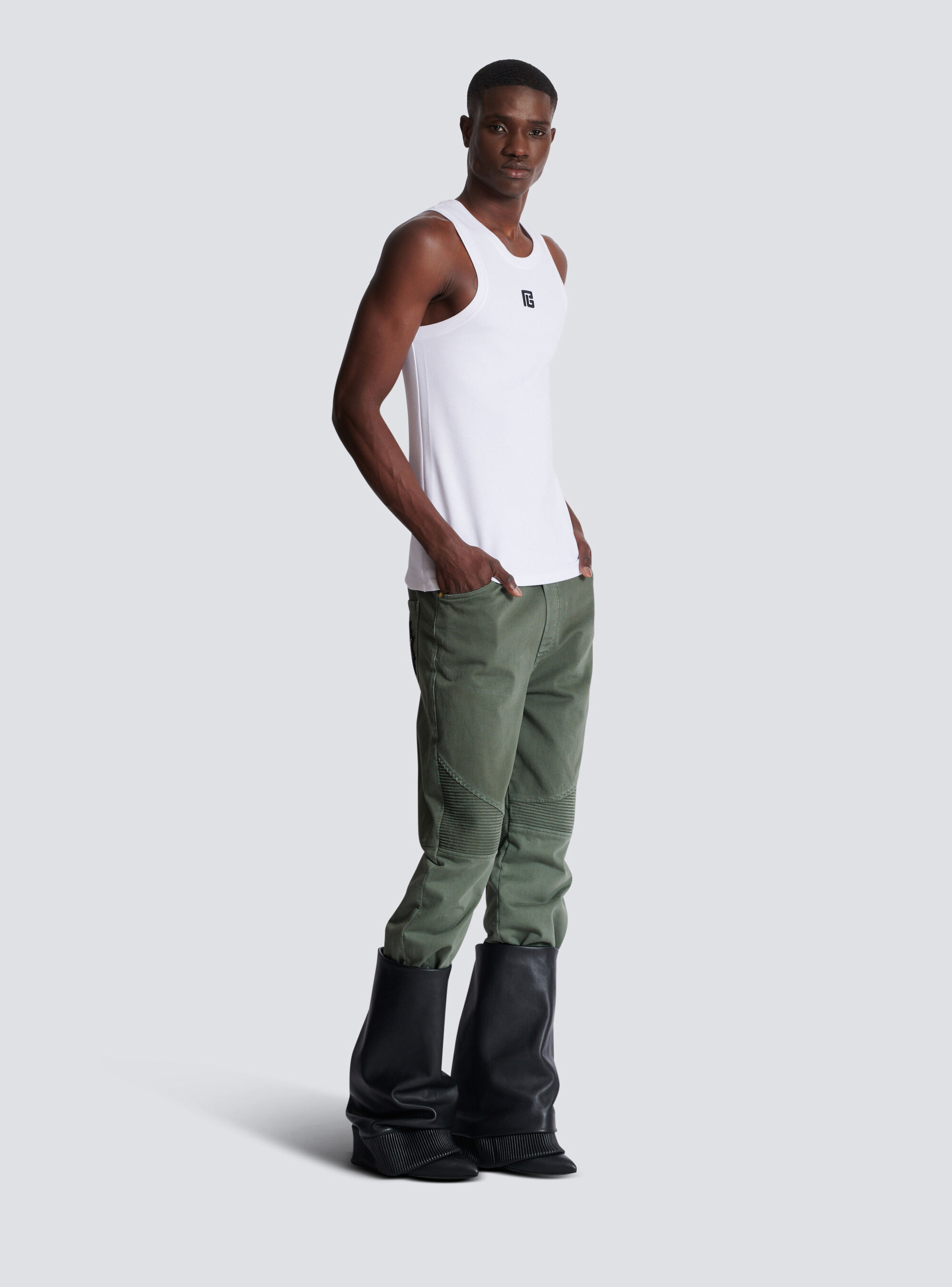 Balmain Logo-embroidered Tank Top In White