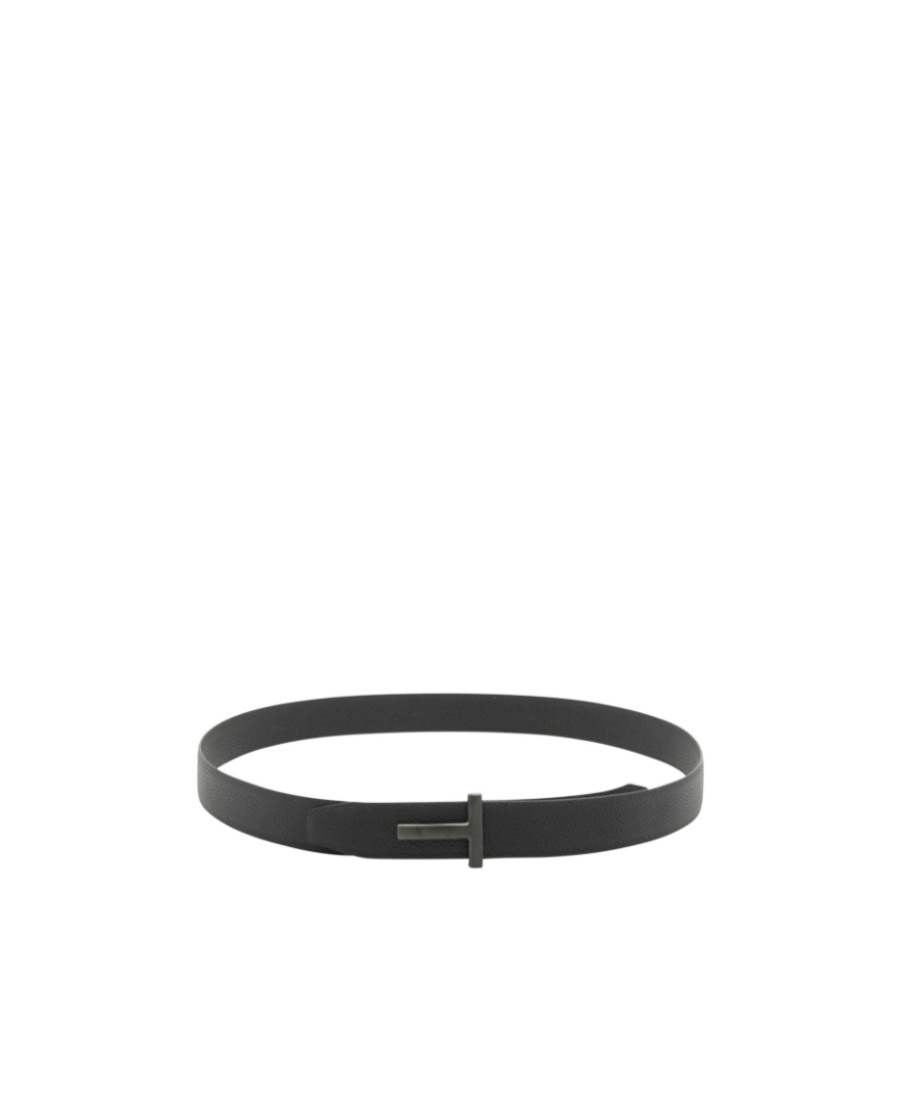 Tom Ford Mens Black Reversible Brand-plaque Leather Belt In Black