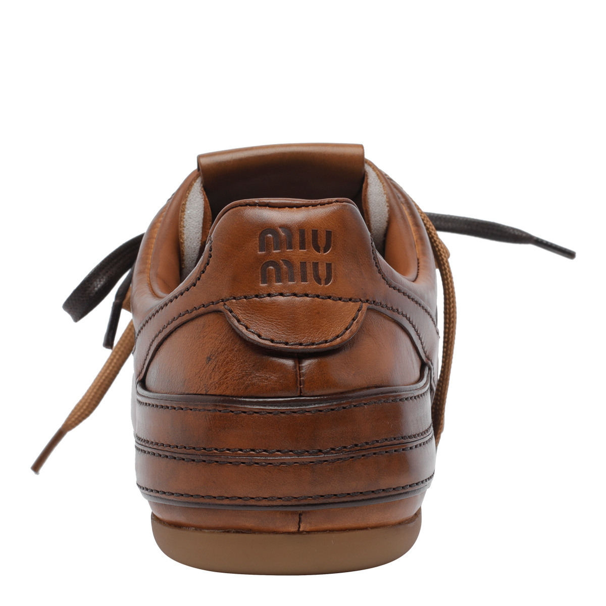Miu Miu Round-toe Flat Shoes In Brown