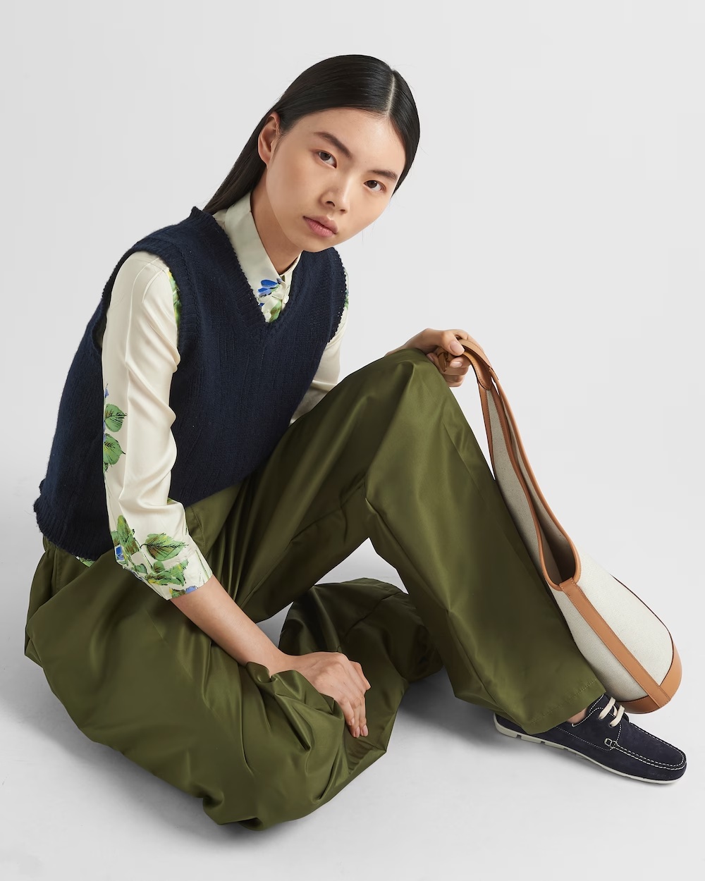 Prada Wide-leg Trousers In Green