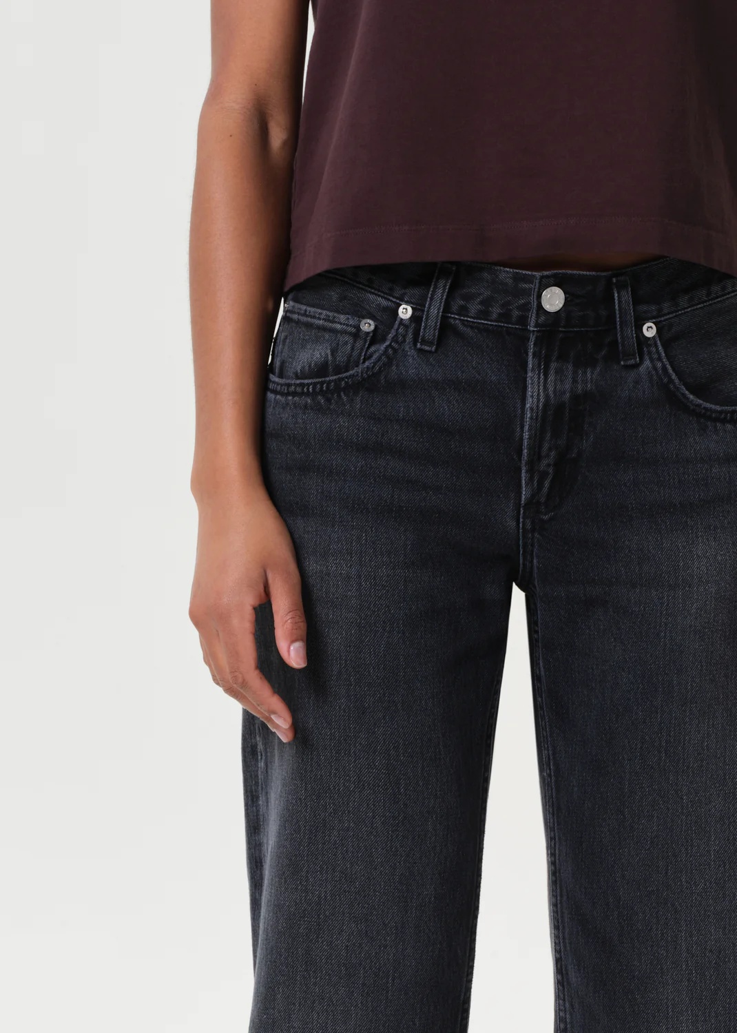 Agolde Denim Trousers With Belt Loops In Black