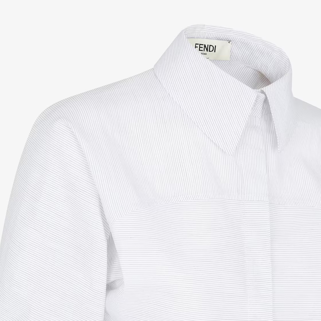 Fendi Long-sleeved Striped Shirt In White