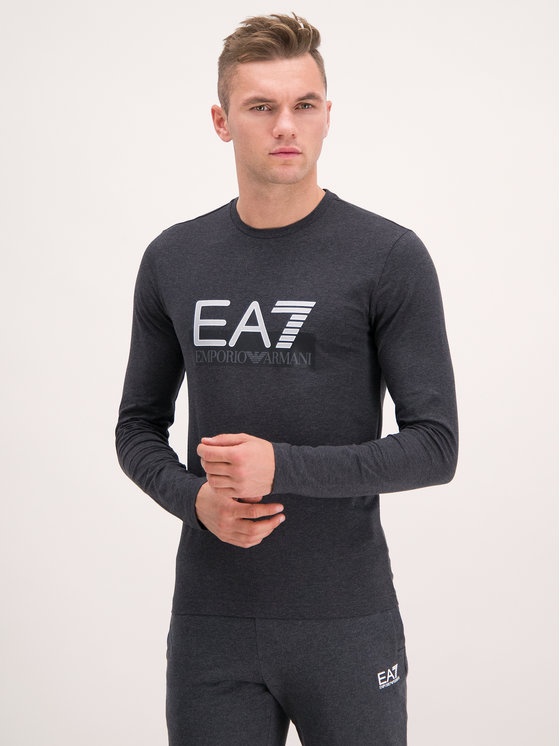 Ea7 T-shirt With Round Neck And Long Sleeves In Black