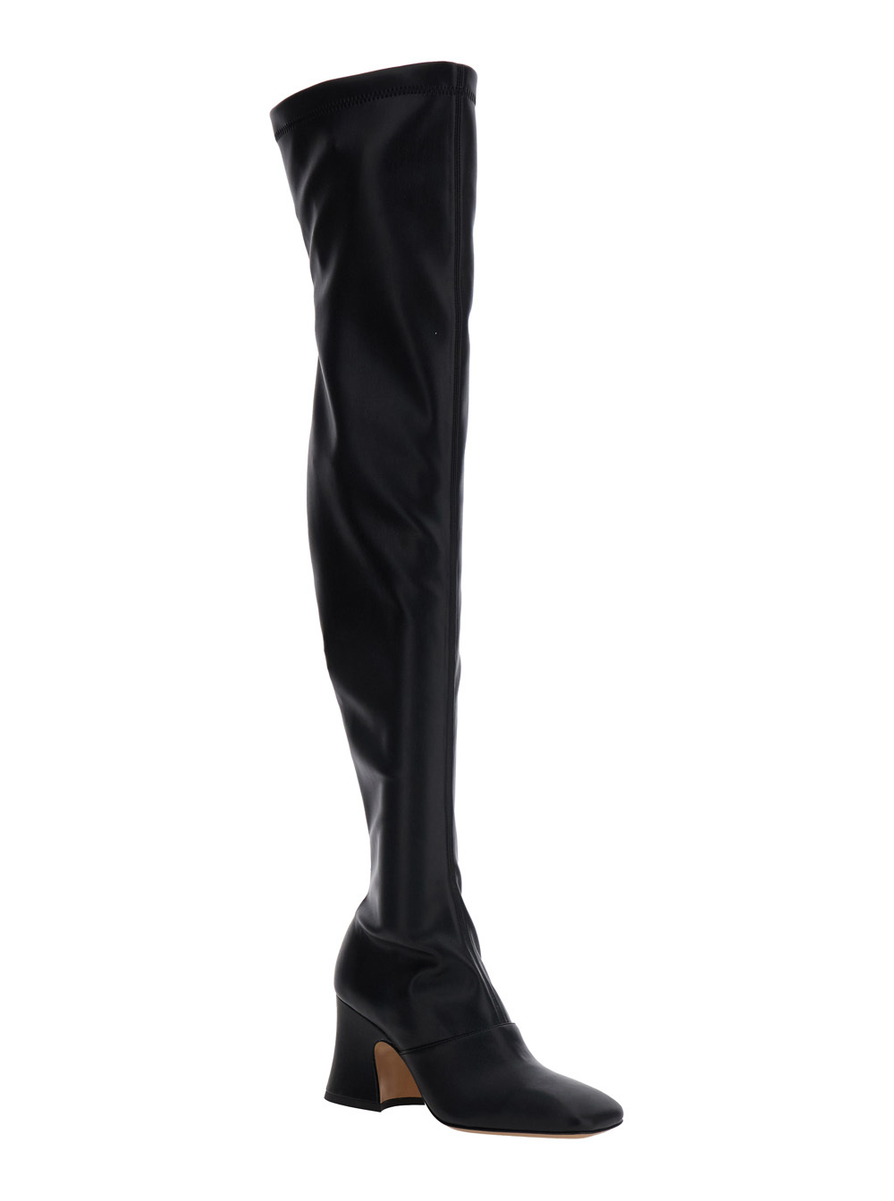 Chloé 80mm Janis Stretch-leather Square-toe Boots In Black